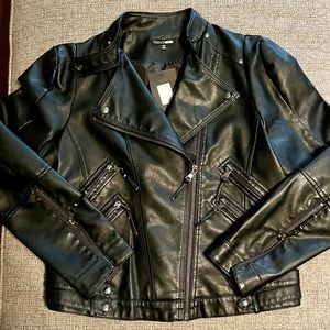 Black Fashion Nova PU Motorcycle Jacket size XL. New with tags.